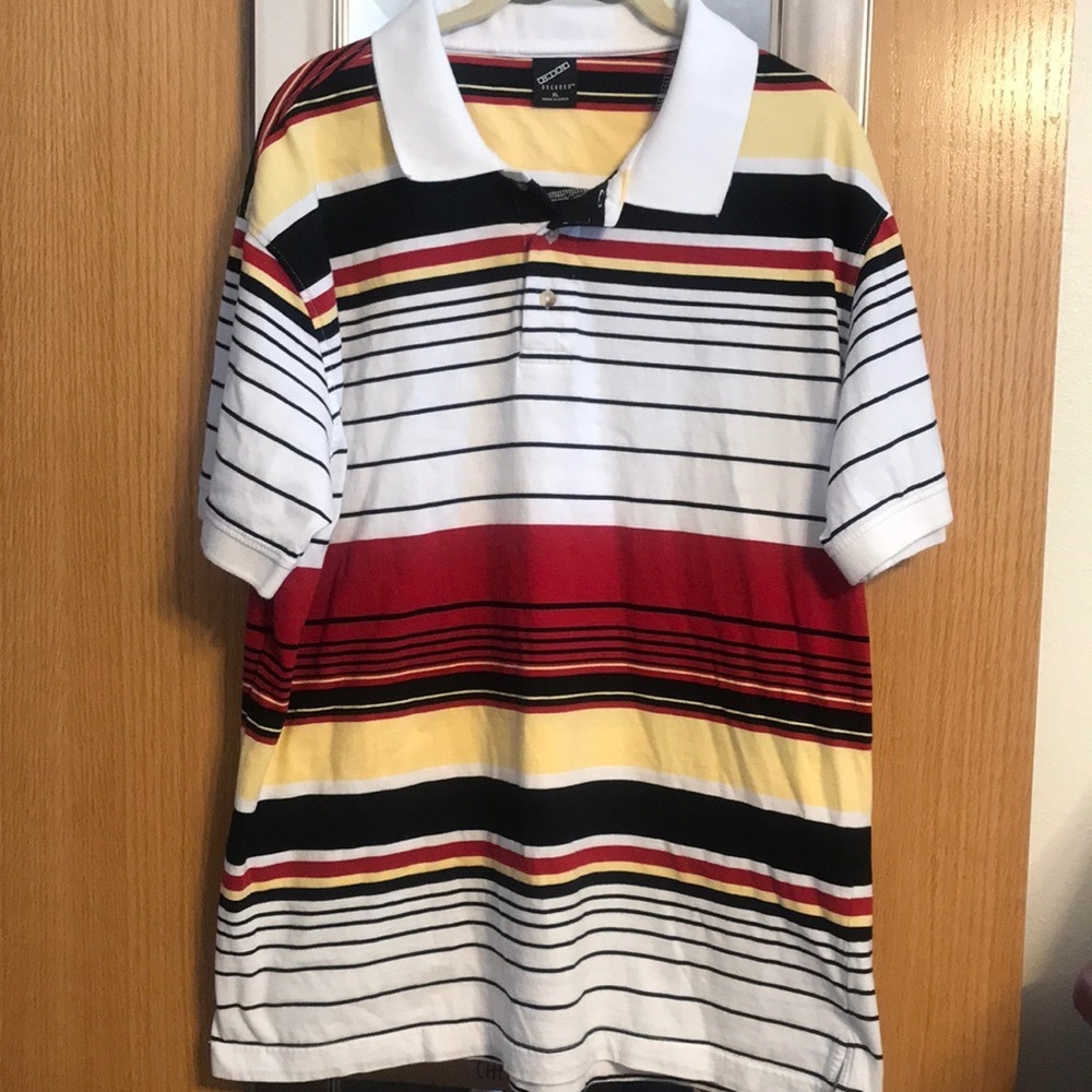 Decoded brand size XL color blocking stripes short sleeve polo shirt Multi color